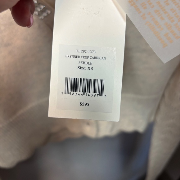 LOVE SHACK FANCY BRYNNER CROP CARDIGAN XS in PEBBLE - Picture 5 of 11